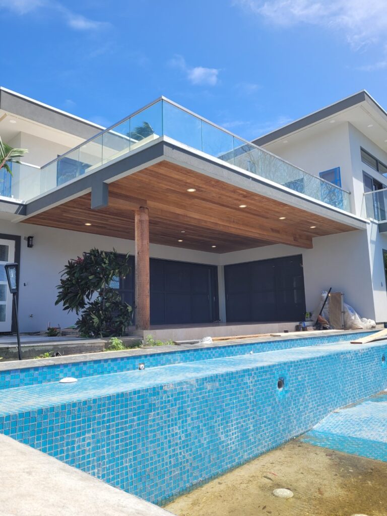 Prefab kit home with swimming pool
