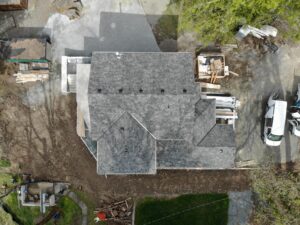 Top down view of the luxury lakefront home