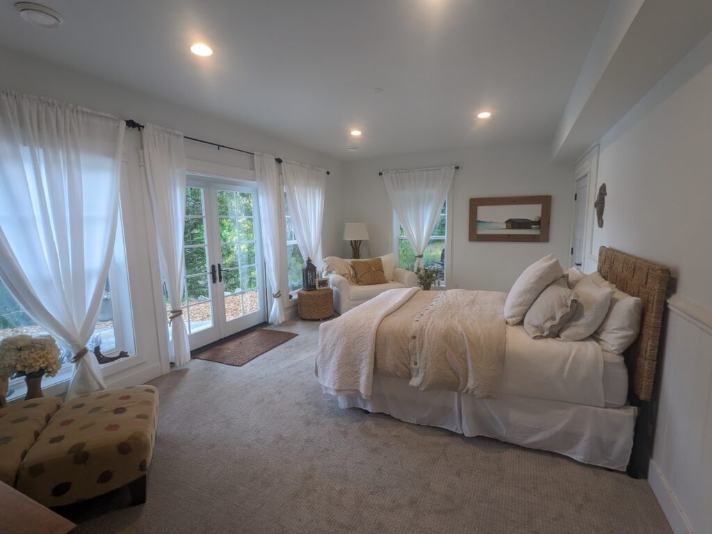 The custom west coast home's master bedroom