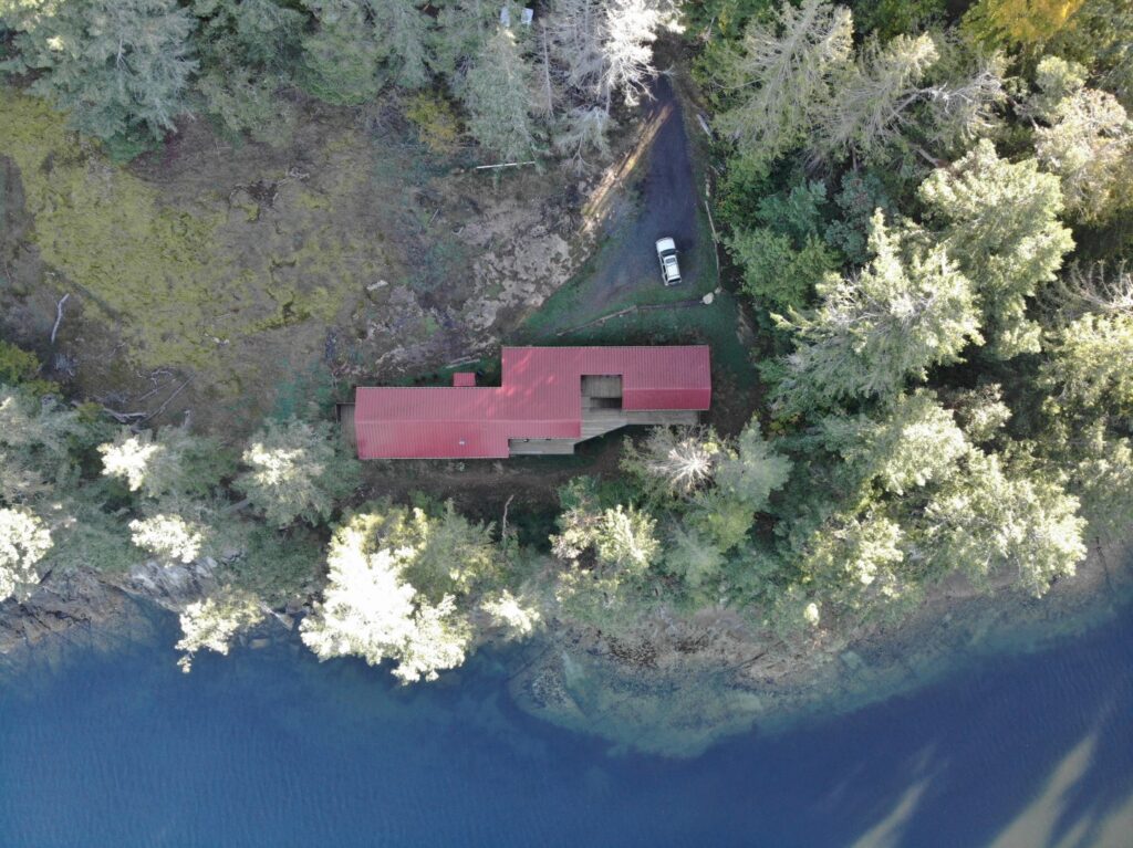 Top down view of the prefab cabin in BC, Canada