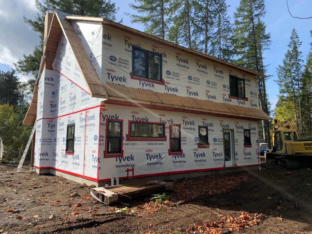 House wrapped up and weather protected before exterior finishing is completed