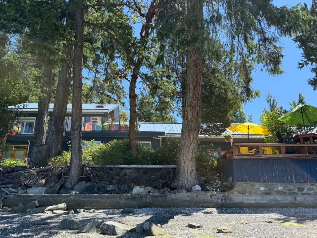 View of the Gulf Islands house from the beach