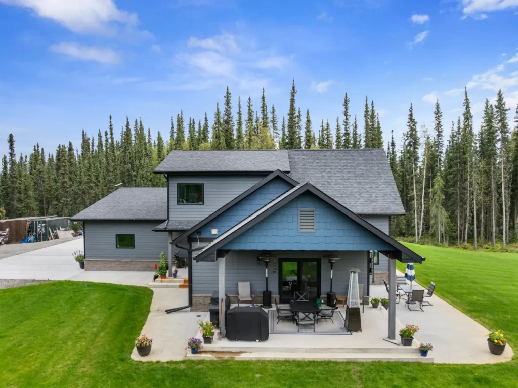 A covered patio creates the perfect space to spend with family in the summer months