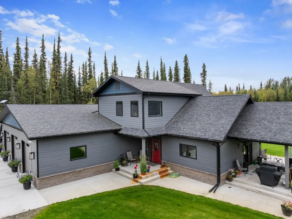The entryway of this custom home provides a warm welcome to guests